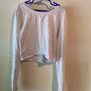 white cropped long sleeve tee